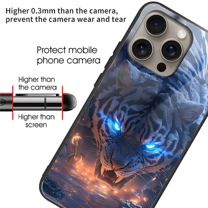 For iPhone 16 Pro Case Pattern Printing Tempered Glass TPU Protective Phone Cover