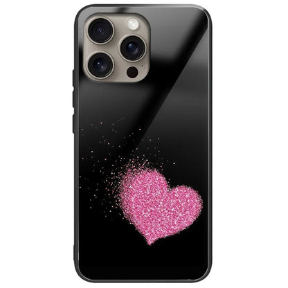 For iPhone 16 Pro Case Pattern Printing Tempered Glass TPU Protective Phone Cover