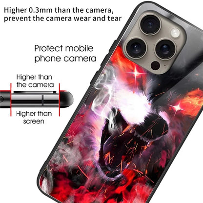For iPhone 16 Pro Case Pattern Printing Tempered Glass TPU Protective Phone Cover