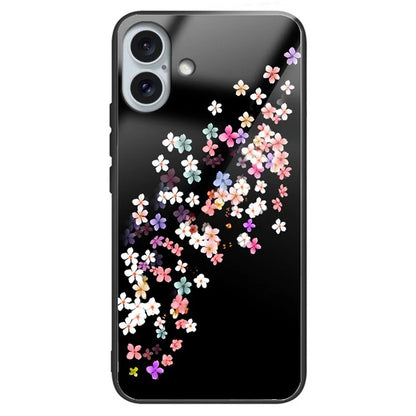 For iPhone 16 Plus TPU Case Tempered Glass Back Phone Cover Pattern Printing