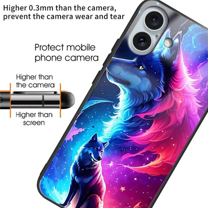For iPhone 16 Plus TPU Case Tempered Glass Back Phone Cover Pattern Printing