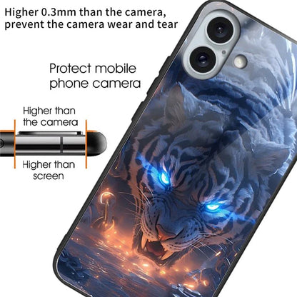 For iPhone 16 Plus TPU Case Tempered Glass Back Phone Cover Pattern Printing