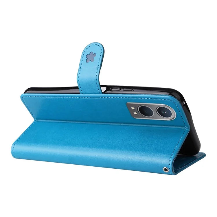 KT Imprinting Flower Series-4 For OnePlus Nord CE4 Lite 5G / Oppo K12x 5G (China) Case Cat Bee Protective Flip Leather Phone Cover