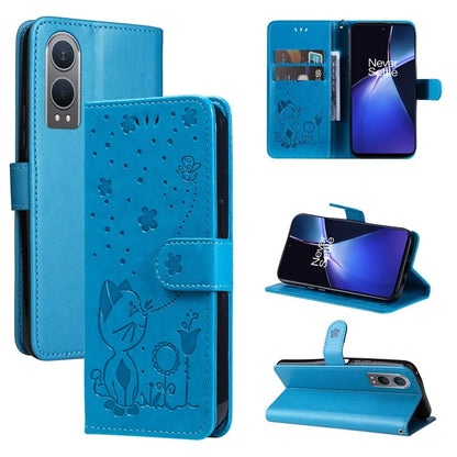 KT Imprinting Flower Series-4 For OnePlus Nord CE4 Lite 5G / Oppo K12x 5G (China) Case Cat Bee Protective Flip Leather Phone Cover