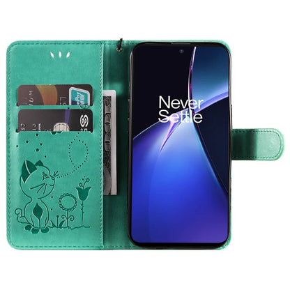 KT Imprinting Flower Series-4 For OnePlus Nord CE4 Lite 5G / Oppo K12x 5G (China) Case Cat Bee Protective Flip Leather Phone Cover