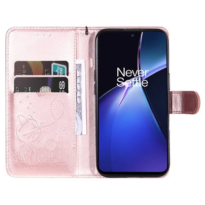 KT Imprinting Flower Series-4 For OnePlus Nord CE4 Lite 5G / Oppo K12x 5G (China) Case Cat Bee Protective Flip Leather Phone Cover