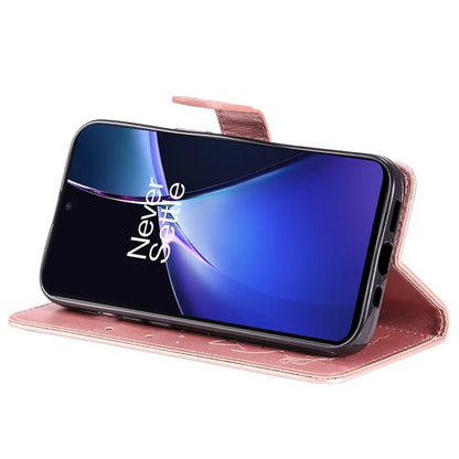 KT Imprinting Flower Series-4 For OnePlus Nord CE4 Lite 5G / Oppo K12x 5G (China) Case Cat Bee Protective Flip Leather Phone Cover