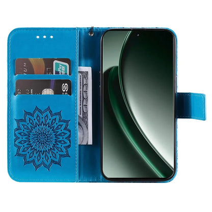 KT Imprinting Flower Series-1 For Realme GT 6 5G Case Leather Wallet Phone Cover Sunflower Mandala Floral