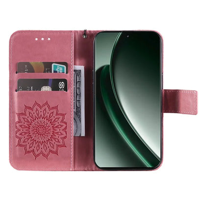 KT Imprinting Flower Series-1 For Realme GT 6 5G Case Leather Wallet Phone Cover Sunflower Mandala Floral