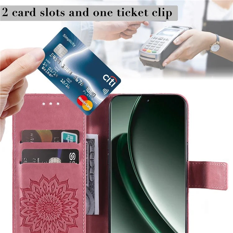 KT Imprinting Flower Series-1 For Realme GT 6 5G Case Leather Wallet Phone Cover Sunflower Mandala Floral
