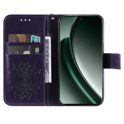 KT Imprinting Flower Series-1 For Realme GT 6 5G Case Leather Wallet Phone Cover Sunflower Mandala Floral