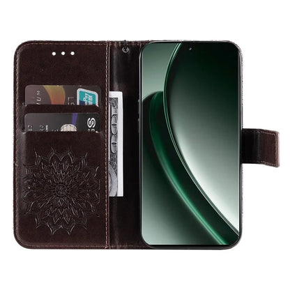 KT Imprinting Flower Series-1 For Realme GT 6 5G Case Leather Wallet Phone Cover Sunflower Mandala Floral