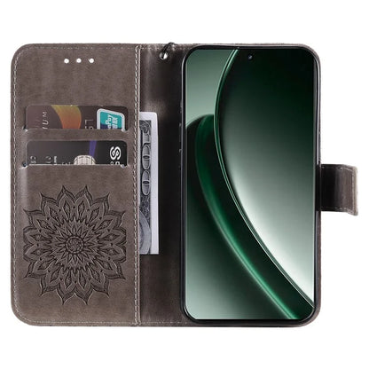 KT Imprinting Flower Series-1 For Realme GT 6 5G Case Leather Wallet Phone Cover Sunflower Mandala Floral