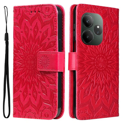 KT Imprinting Flower Series-1 For Realme GT 6 5G Case Leather Wallet Phone Cover Sunflower Mandala Floral