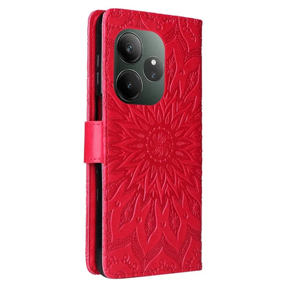 KT Imprinting Flower Series-1 For Realme GT 6 5G Case Leather Wallet Phone Cover Sunflower Mandala Floral