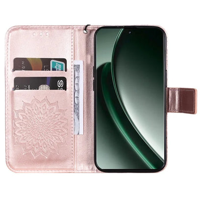 KT Imprinting Flower Series-1 For Realme GT 6 5G Case Leather Wallet Phone Cover Sunflower Mandala Floral