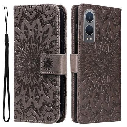 KT Imprinting Flower Series-1 For OnePlus Nord CE4 Lite 5G / Oppo K12x 5G (China) Case Sunflower Leather Card Holder Folio Phone Cover
