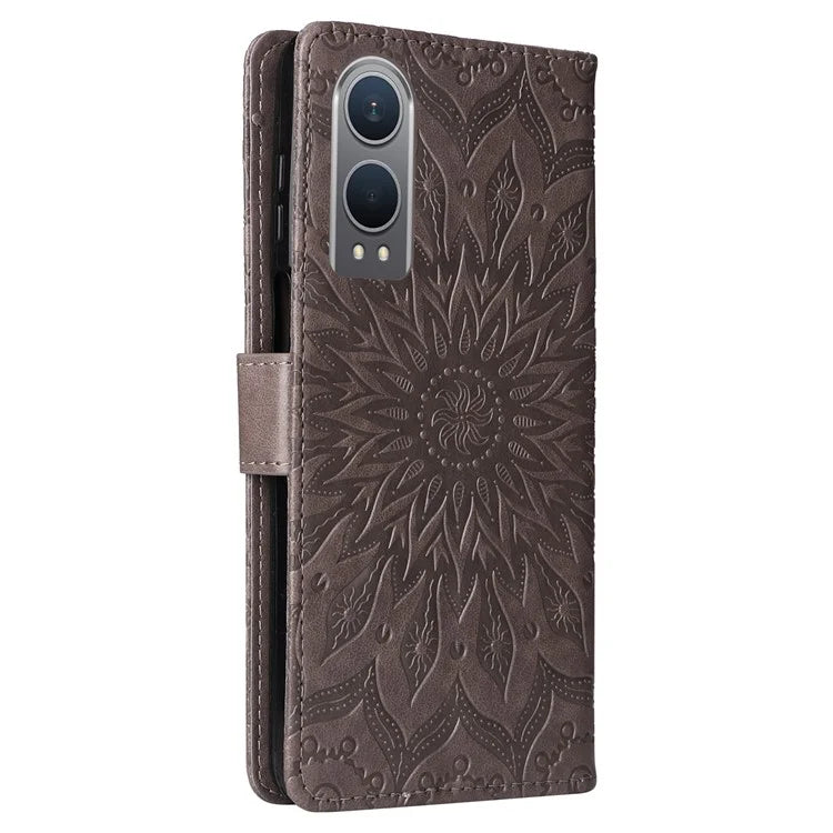KT Imprinting Flower Series-1 For OnePlus Nord CE4 Lite 5G / Oppo K12x 5G (China) Case Sunflower Leather Card Holder Folio Phone Cover