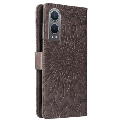 KT Imprinting Flower Series-1 For OnePlus Nord CE4 Lite 5G / Oppo K12x 5G (China) Case Sunflower Leather Card Holder Folio Phone Cover