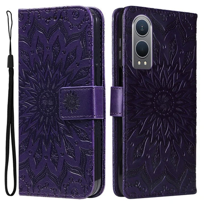 KT Imprinting Flower Series-1 For OnePlus Nord CE4 Lite 5G / Oppo K12x 5G (China) Case Sunflower Leather Card Holder Folio Phone Cover