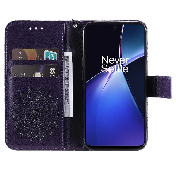 KT Imprinting Flower Series-1 For OnePlus Nord CE4 Lite 5G / Oppo K12x 5G (China) Case Sunflower Leather Card Holder Folio Phone Cover
