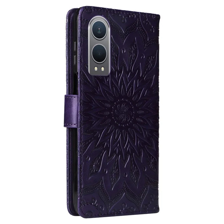 KT Imprinting Flower Series-1 For OnePlus Nord CE4 Lite 5G / Oppo K12x 5G (China) Case Sunflower Leather Card Holder Folio Phone Cover