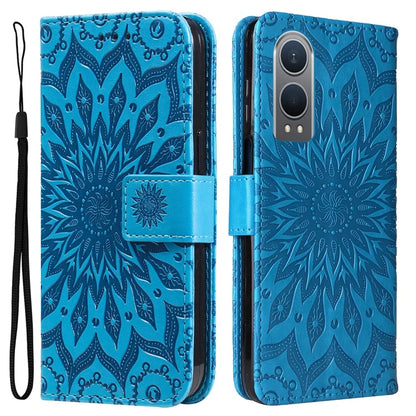KT Imprinting Flower Series-1 For OnePlus Nord CE4 Lite 5G / Oppo K12x 5G (China) Case Sunflower Leather Card Holder Folio Phone Cover