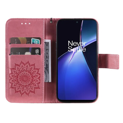 KT Imprinting Flower Series-1 For OnePlus Nord CE4 Lite 5G / Oppo K12x 5G (China) Case Sunflower Leather Card Holder Folio Phone Cover