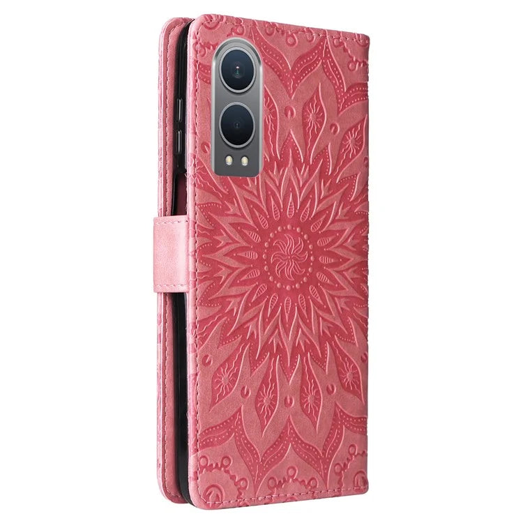 KT Imprinting Flower Series-1 For OnePlus Nord CE4 Lite 5G / Oppo K12x 5G (China) Case Sunflower Leather Card Holder Folio Phone Cover