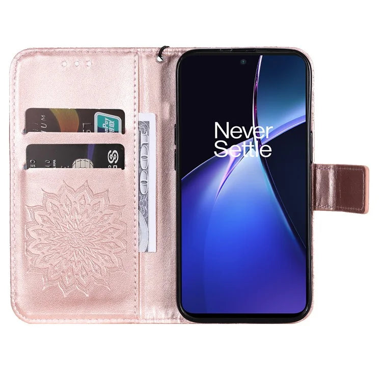 KT Imprinting Flower Series-1 For OnePlus Nord CE4 Lite 5G / Oppo K12x 5G (China) Case Sunflower Leather Card Holder Folio Phone Cover