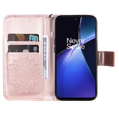 KT Imprinting Flower Series-1 For OnePlus Nord CE4 Lite 5G / Oppo K12x 5G (China) Case Sunflower Leather Card Holder Folio Phone Cover