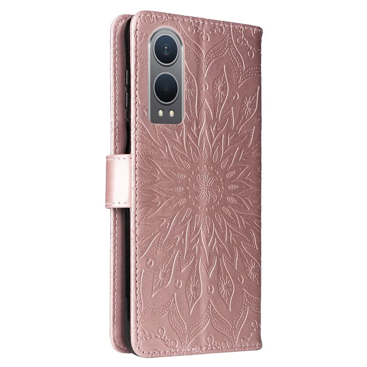 KT Imprinting Flower Series-1 For OnePlus Nord CE4 Lite 5G / Oppo K12x 5G (China) Case Sunflower Leather Card Holder Folio Phone Cover