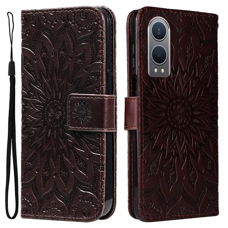 KT Imprinting Flower Series-1 For OnePlus Nord CE4 Lite 5G / Oppo K12x 5G (China) Case Sunflower Leather Card Holder Folio Phone Cover