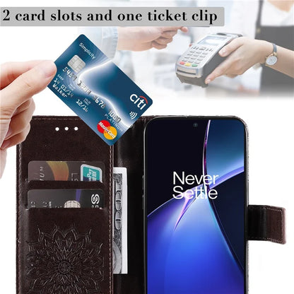 KT Imprinting Flower Series-1 For OnePlus Nord CE4 Lite 5G / Oppo K12x 5G (China) Case Sunflower Leather Card Holder Folio Phone Cover