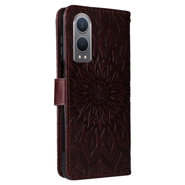 KT Imprinting Flower Series-1 For OnePlus Nord CE4 Lite 5G / Oppo K12x 5G (China) Case Sunflower Leather Card Holder Folio Phone Cover