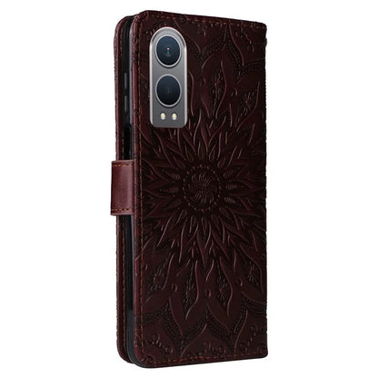 KT Imprinting Flower Series-1 For OnePlus Nord CE4 Lite 5G / Oppo K12x 5G (China) Case Sunflower Leather Card Holder Folio Phone Cover