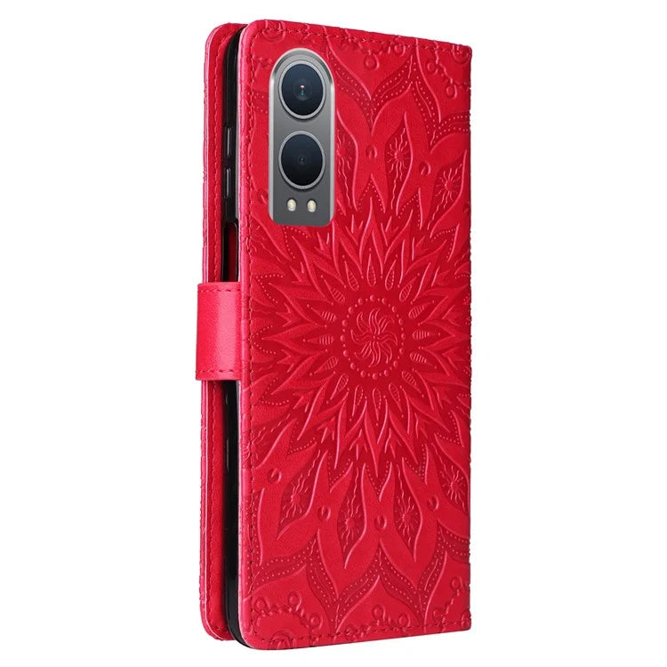 KT Imprinting Flower Series-1 For OnePlus Nord CE4 Lite 5G / Oppo K12x 5G (China) Case Sunflower Leather Card Holder Folio Phone Cover