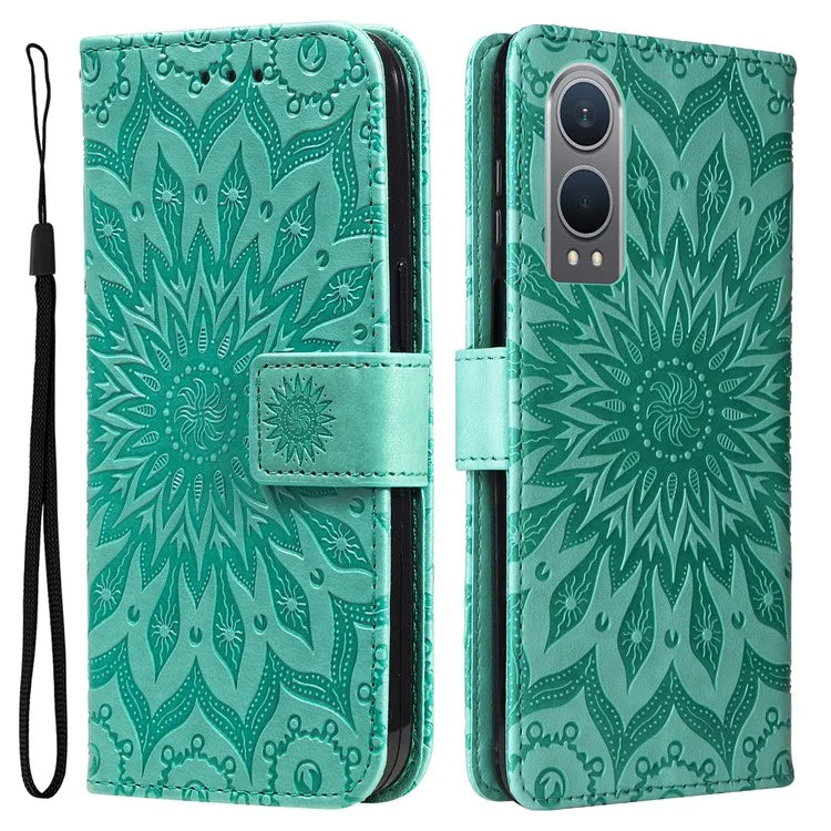 KT Imprinting Flower Series-1 For OnePlus Nord CE4 Lite 5G / Oppo K12x 5G (China) Case Sunflower Leather Card Holder Folio Phone Cover