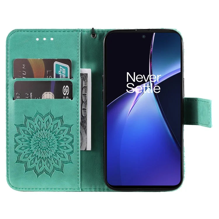 KT Imprinting Flower Series-1 For OnePlus Nord CE4 Lite 5G / Oppo K12x 5G (China) Case Sunflower Leather Card Holder Folio Phone Cover