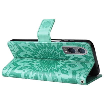KT Imprinting Flower Series-1 For OnePlus Nord CE4 Lite 5G / Oppo K12x 5G (China) Case Sunflower Leather Card Holder Folio Phone Cover
