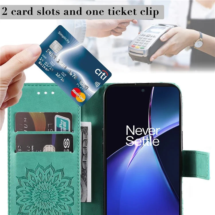 KT Imprinting Flower Series-1 For OnePlus Nord CE4 Lite 5G / Oppo K12x 5G (China) Case Sunflower Leather Card Holder Folio Phone Cover