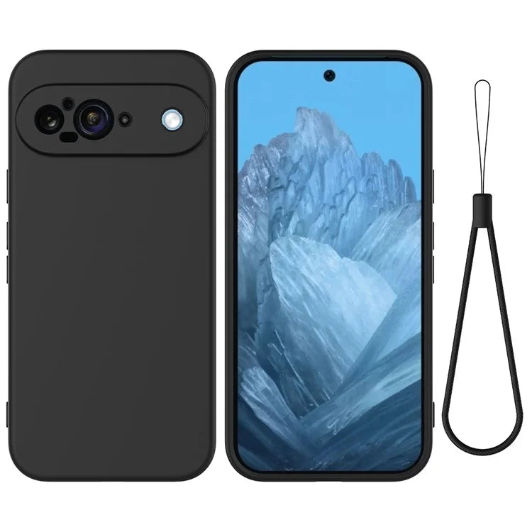 For Google Pixel 9 Case Liquid Silicone Shockproof Phone Cover with Hand Strap