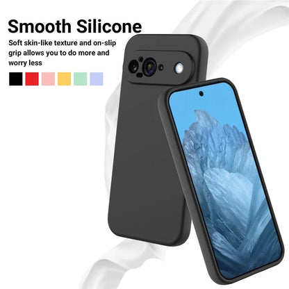 For Google Pixel 9 Case Liquid Silicone Shockproof Phone Cover with Hand Strap