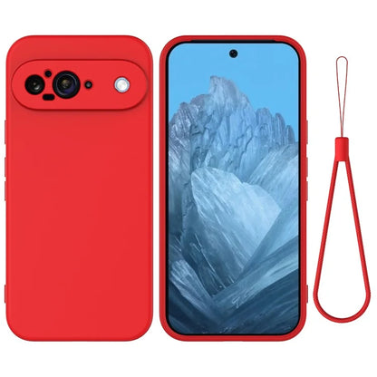 For Google Pixel 9 Case Liquid Silicone Shockproof Phone Cover with Hand Strap