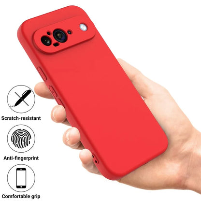 For Google Pixel 9 Case Liquid Silicone Shockproof Phone Cover with Hand Strap