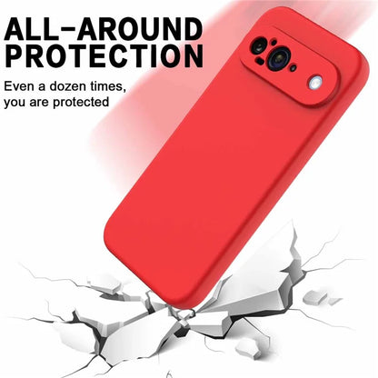 For Google Pixel 9 Case Liquid Silicone Shockproof Phone Cover with Hand Strap