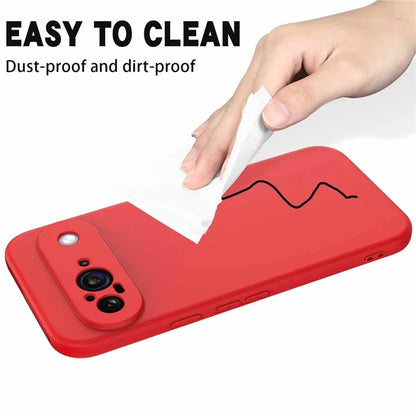 For Google Pixel 9 Case Liquid Silicone Shockproof Phone Cover with Hand Strap