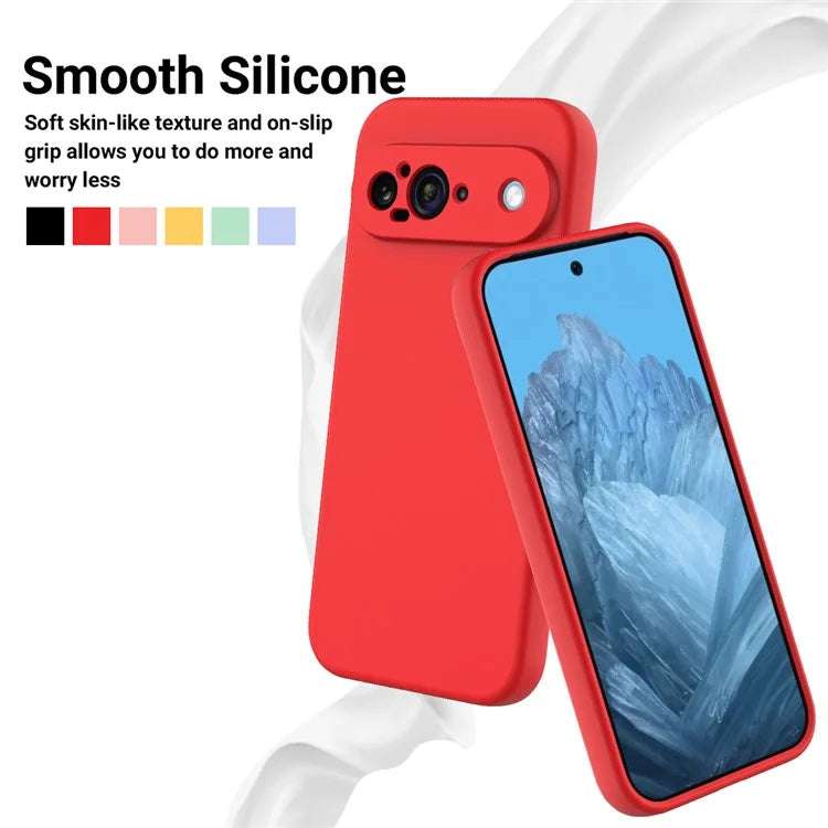 For Google Pixel 9 Case Liquid Silicone Shockproof Phone Cover with Hand Strap