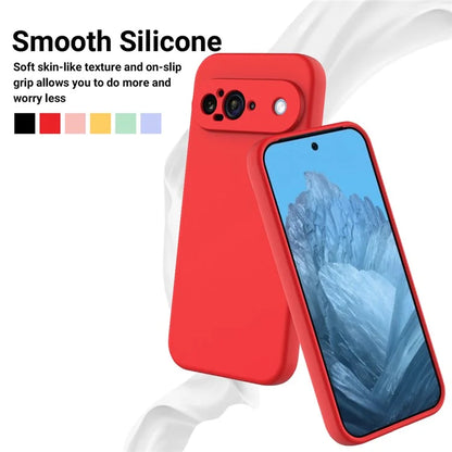 For Google Pixel 9 Case Liquid Silicone Shockproof Phone Cover with Hand Strap