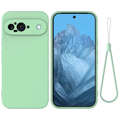For Google Pixel 9 Case Liquid Silicone Shockproof Phone Cover with Hand Strap